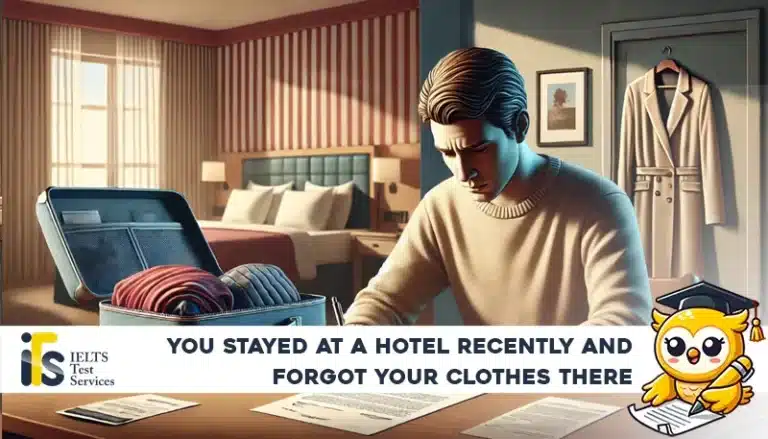 You stayed at a hotel recently and forgot your clothes there - Letter Writing online simulator test - IELTS TEST SERVICES - ieltstest.services Sample Answer