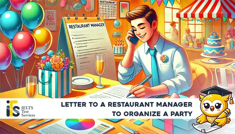 letter to a restaurant manager to organize a party - Letter Writing online simulator test - IELTS TEST SERVICES - ieltstest.services Sample Answer