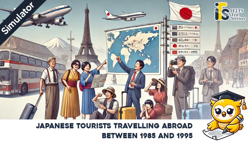 Japanese tourists travelling abroad between 1985 and 1995 - Task 1 Writing online simulator test - IELTS TEST SERVICES - ieltstest.services Sample Answer