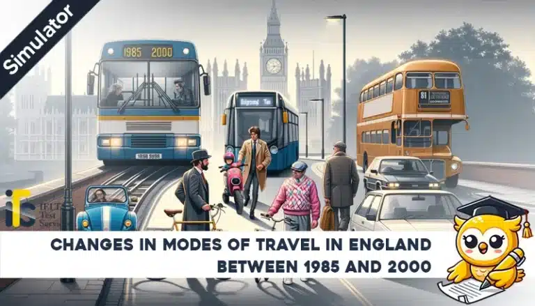 changes in modes of travel in england between 1985 and 2000 - Task 1 Writing online simulator test - IELTS TEST SERVICES - ieltstest.services Sample Answer