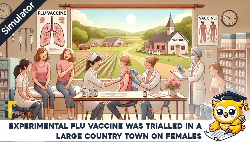 experimental flu vaccine was trialled in a large country town on females - Task 1 Writing online simulator test - IELTS TEST SERVICES - ieltstest.services Sample Answer